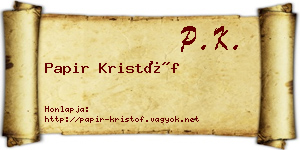 Papir Kristóf névjegykártya